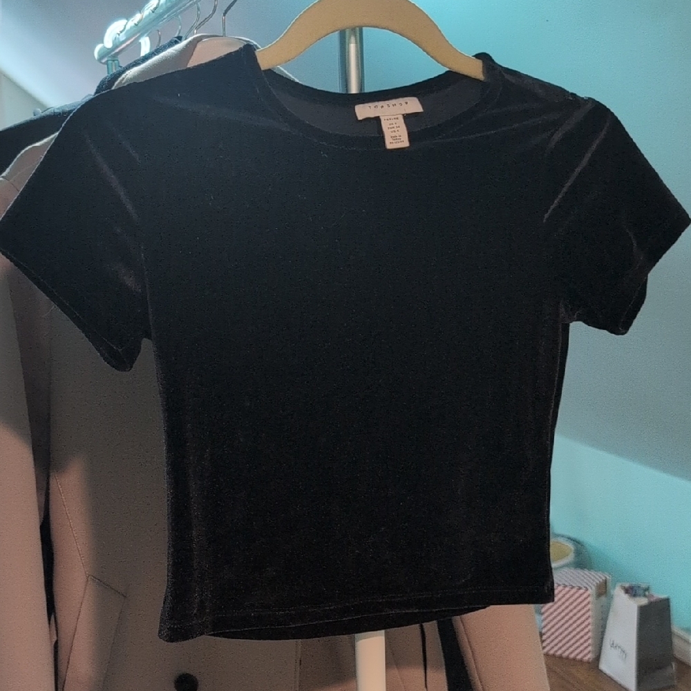 TopShop Black Velvet Women's Top